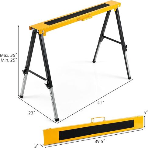 IRONMAX 2 Pack Folding Sawhorse, 660 LBS Heavy Duty Metal Work Stand with 12 Adjustable Height Legs & Carry Handles, Fully Assembled Portable Saw Horse for Woodworking, Garage & Contractors in Kuwait