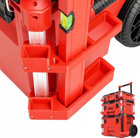 SWER 3-Slot Level and Ruler Holder for Milwaukee PACKOUT Side Rail, 2-Piece | Stores 2 levels and one long ruler in 3 slots; four-screw PACKOUT side-rail mounting adjusts in height for organized access in Kuwait