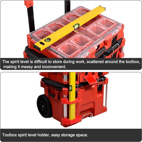 SWER 3-Slot Level and Ruler Holder for Milwaukee PACKOUT Side Rail, 2-Piece | Stores 2 levels and one long ruler in 3 slots; four-screw PACKOUT side-rail mounting adjusts in height for organized access in Kuwait