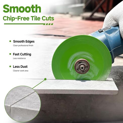 5-Pack 4.5 Inch Tile Cutter Diamond Saw Blade for Angle Grinder, Cutting Wheel for Glass Tile Porcelain and Ceramic, for Precise Clean Cuts, Includes 2 Bonus Metal Cutting Discs in Kuwait