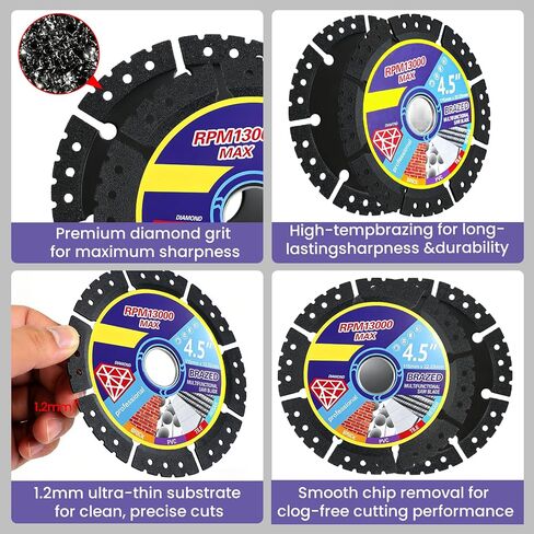 3 Pack 4.5" Diamond Multi-Purpose Saw Blade, 115mm Multi Material Diamond Cutting Blade for Cutting Marble/Quartz/Stone/Tile/Metal/Plastic in Kuwait