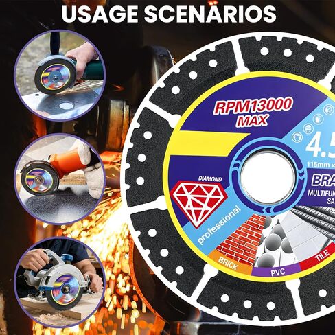 3 Pack 4.5" Diamond Multi-Purpose Saw Blade, 115mm Multi Material Diamond Cutting Blade for Cutting Marble/Quartz/Stone/Tile/Metal/Plastic in Kuwait