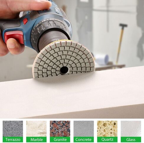 WORKEASE 3 Inch Diamond Polishing Pads with M14 Backer Pad, 12PCS Wet/Dry Granite Stone Polish Pad Kit for Drill, Grinder, Polisher, 50-6000 Grit Diamond Sanding Pad for Concrete Marble Rock in Kuwait