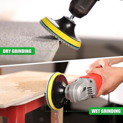 WORKEASE 3 Inch Diamond Polishing Pads with M14 Backer Pad, 12PCS Wet/Dry Granite Stone Polish Pad Kit for Drill, Grinder, Polisher, 50-6000 Grit Diamond Sanding Pad for Concrete Marble Rock in Kuwait