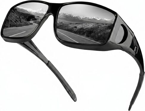 VIEWBETTER Polarized Fit Over Glasses Sunglasses for Men Wrap Around Shades UV Protection Wear Over Eyeglasses SG0312 in Kuwait