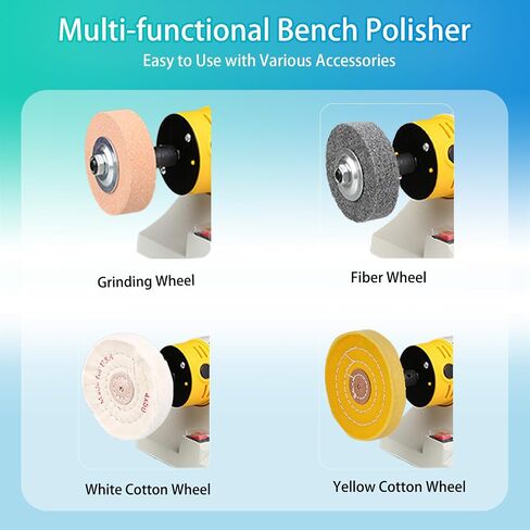 Jewelry Bench Polisher and Buffer, Variable Speed Polishing Machine Professional Buffing Machine for Metal, Wood, Jade, 15PCS Accessory Set with Polishing Wheels & Compounds in Kuwait