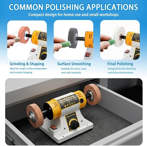 Jewelry Bench Polisher and Buffer, Variable Speed Polishing Machine Professional Buffing Machine for Metal, Wood, Jade, 15PCS Accessory Set with Polishing Wheels & Compounds in Kuwait
