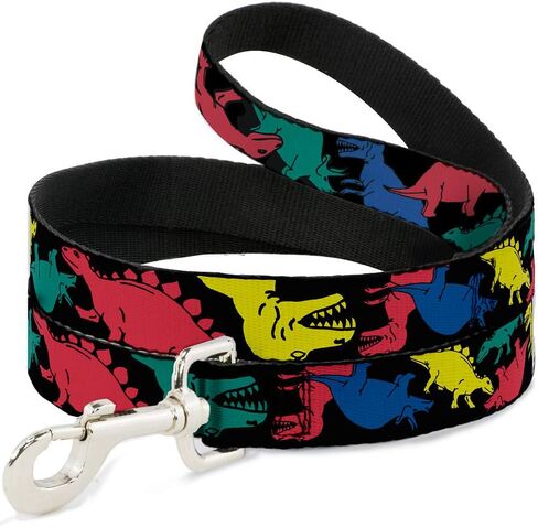 Buckle-Down Dog Leash Dinosaurs Black Multi Color Available in Different Lengths and Widths for Small Medium Large Dogs and Cats in Saudi Arabia