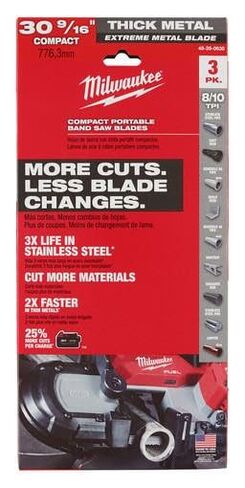 Milwaukee Extreme Thick Metal Compact Bandsaw Blade Set, 8/10 TPI x 776 mm Size (3 Pieces) in Saudi Arabia