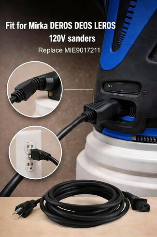 14Ft (4.3m) Power Cable Fit for Mirka DEROS DEOS LEROS 120V Sanders Replace MIE9017211 in Kuwait