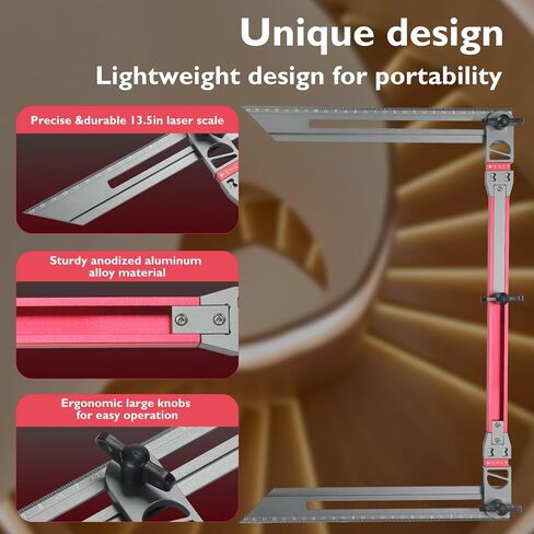 Stair Tread Template Tool – Adjustable Stair Measuring Tool for Treads and Risers, Aluminum Stair Scribe Tool for Accurate Layout, Shelf and Stair Installation Projects in Kuwait