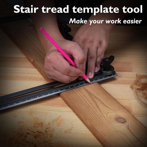 Stair Tread Template Tool – Adjustable Stair Measuring Tool for Treads and Risers, Aluminum Stair Scribe Tool for Accurate Layout, Shelf and Stair Installation Projects in Kuwait