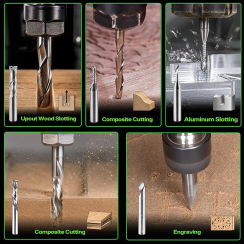 CNC Bit Set, Router Bit Set 1/4 Shank, 5PCS Starter Router Bit Set | Designed for beginners and experienced users, covering everyday CNC routing, carving and cutting tasks in Kuwait