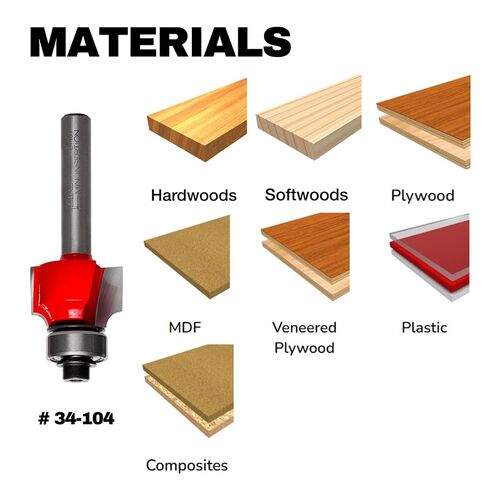 34-104 Router Bits for Freud, Radius Rounding Over Bit with Shield Coating and Quadra Cut Design for Flawless Finish - 2 Cutters, 1/4" Shank Dia., 1/8" Radius, 2-3/16" Length in Saudi Arabia