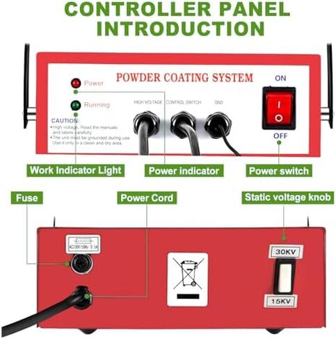Powder Coating Portable Powder Spray Gun Equipment for Coating Metal Parts, footswitch, Nozzle, and Powder Cup in Kuwait
