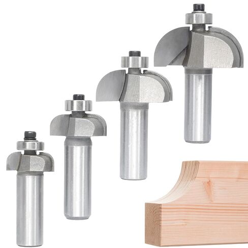 6Pcs Cove Router Bit Set,1/4" Shank Cove Edge Bits | Radius r1/8", r3/16", r5/16", r3/8", r7/16", and r1/2",Cove Mould Edging Cutter for Edge Profiling,Molding in Kuwait