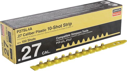 Simpson Strong-Tie P27SL4A .27 Caliber Powder Strip Loads, Power Level 4 Yellow, 10-Shot Plastic Strips, Powder Actuated Loads for Concrete and Masonry, 100-Pack in Kuwait