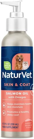 NaturVet – Salmon Oil Skin & Coat Plus Omegas – Supports Healthy Skin & Glossy Coat – Source of Omega-3 & 6 Fatty Acids – for Dogs & Cats (8.75 oz Oil) in Saudi Arabia