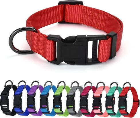 AUDWUD Thick Nylon Collar,Classic Adjustable,Multiple Colors,Suitable for Small,Medium and Large Dogs,4 Sizes in Kuwait