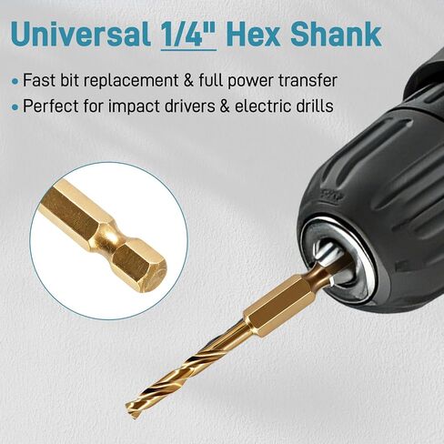 7Pcs Cobalt Stubby Drill Bit Set M35 HSS 1/4" Hex Shank 3/32"-3/8" | Short Drill Bits for Wood Plastic Hardened Steel Stainless Steel 135° Split Point Heavy Duty Hex Shank Drill Bit Set in Kuwait