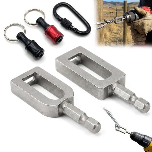 Wire Twister Tool for Drill, 1/4" Hex Shank Electric Drill Wire Twister, Heavy Duty Fence Wire Twisting Tool for Construction & Farm, Alloy Steel in Kuwait