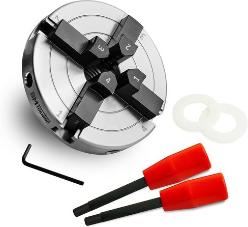 4 Inch Wood Lathe Chuck, 4 Reversible Jaws Self-Centering Lathe Chuck, Thread 1 x 8TPI Lathe Chuck for Woodturning. in Kuwait