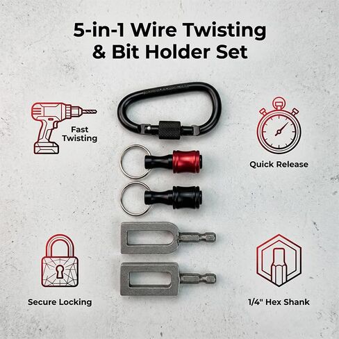 Wire Twister Tool for Drill, 1/4" Hex Shank Electric Drill Wire Twister, Heavy Duty Fence Wire Twisting Tool for Construction & Farm, Alloy Steel in Kuwait