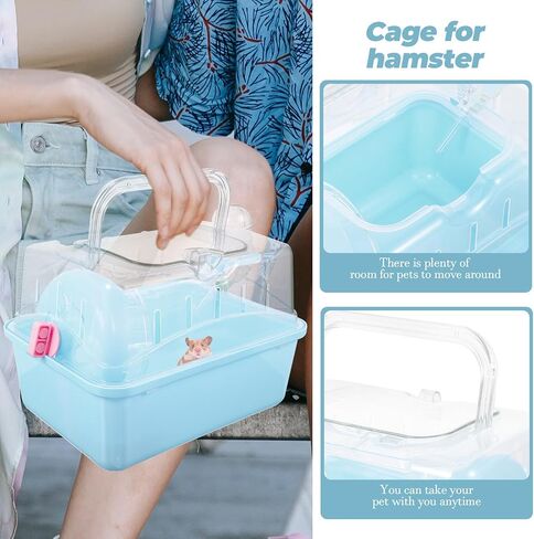 Mipcase قفص الهامستر واضح حامل حاوية صغيرة حامل صغير قفص الحيوانات الأليفة الهامستر صندوق النوم الهامستر الناقل قفص السماء الزرقاء يسلب البلاستيك السفر قفص صغير الرعوية في الهواء الطلق in Kuwait