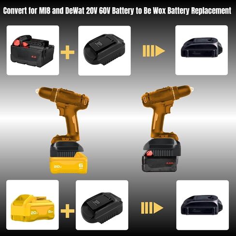for DeWalt and for Milwaukee Battery Adapter, Compatible with M18 and for DeWat 20V 60V Lthium Battery (Power for Worx 20V USA Version Tools) in Saudi Arabia