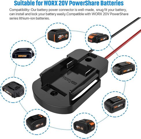 Power Wheel Adapter with Fuse&Switch, Secure Power Adapter for WX 20V, with 12 Gauge Wire, Good Power Converter for DIY Ride On Truck, Robotics, RC Toys&Work Lights in Kuwait