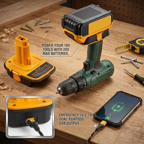 DM18D Battery Adapter for Dewalt 20V to with Milwaukee M18 | DM18D battery adapters for cordless tools, with Dewalt USB adapter, for Dewalt 20V to 18V M18 in Kuwait