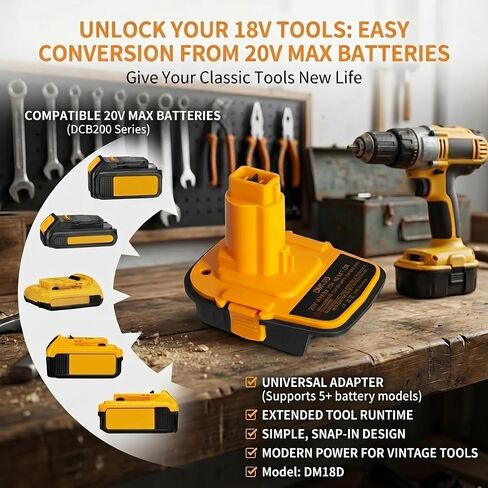 DM18D Battery Adapter for Dewalt 20V to with Milwaukee M18 | DM18D battery adapters for cordless tools, with Dewalt USB adapter, for Dewalt 20V to 18V M18 in Kuwait