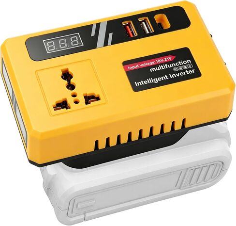 Portable Power Inverter Compatible with DeWALT 20V Battery(Tool Only) | DC20V to AC110V,Multi charging ports,LED lamp,Overheat,short circuit,overload protection,Hurricane storm outage backup device in Kuwait