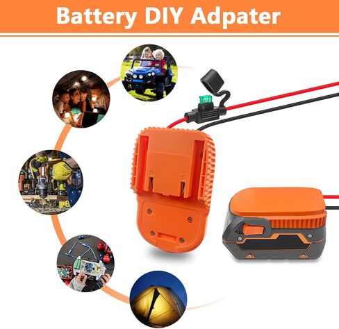 2 Packs Power Wheel Adapter for Ridgid AEG 18V Hyper Battery with 6Pcs Fuse & 2Pcs Wire terminals, 14AWG Wire Power Connector for Rc Car, Rc Truck, DIY, for Rigid Battery L1815R B1820R L1830R in Kuwait