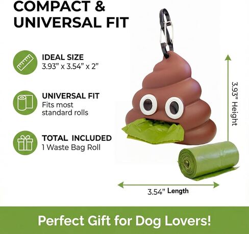 LZSOMPK Cute Dog Poop Bag Holder for Leash Durable Dog Poop Bag Dispenser for Dog Waste Bags Includes 1 Roll 15 Bags in Saudi Arabia