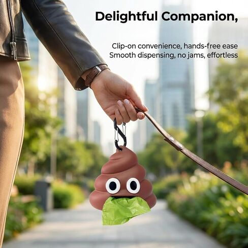 LZSOMPK Cute Dog Poop Bag Holder for Leash Durable Dog Poop Bag Dispenser for Dog Waste Bags Includes 1 Roll 15 Bags in Saudi Arabia