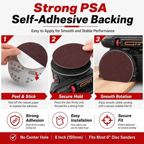34 Pieces Sanding Belts and PSA Sanding Discs Set Alumina Includes 10 pcs 4 x 36 Inch Sanding Paper (80/120/150/240/400 Grits) and 24 pcs 6 Inch Self Adhesive Disc for Wood, Metal Polishing in Kuwait