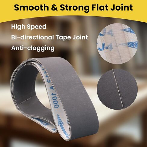 2 x 36 Inch Knife Sharpening Sanding Belts, 6 Pack | Silicon Carbide Abrasives, 2 Pcs Each of 600, 800, 1000 Grits in Kuwait