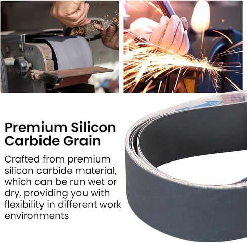 2 x 36 Inch Knife Sharpening Sanding Belts, 6 Pack | Silicon Carbide Abrasives, 2 Pcs Each of 600, 800, 1000 Grits in Kuwait