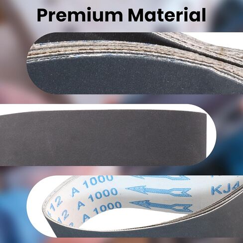 2 x 36 Inch Knife Sharpening Sanding Belts, 6 Pack | Silicon Carbide Abrasives, 2 Pcs Each of 600, 800, 1000 Grits in Kuwait