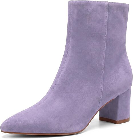 Women’s Cow Print Boots, Pointed Toe Ankle Booties, Side Zipper Chunky Block Heel Fall Fashion Dress Boots in Kuwait