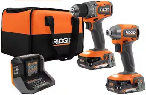 RIDGID 18V SubCompact Brushless 2-Tool Combo Kit with Drill/Driver, Impact Driver, (2) 2.0 Ah Batteries, Charger, and Tool Bag in Kuwait