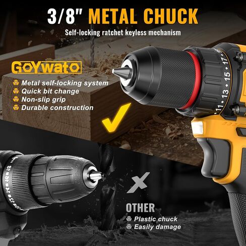Power Tool Combo Kits - 21V Brushless 3/8" Cordless Drill and 1/4" Impact Driver Combo Set with 2 x 2.0Ah Batteries & Charger & Sockets Sets & Driver Bits & Drill Bits for Home Projects & DIY in Kuwait