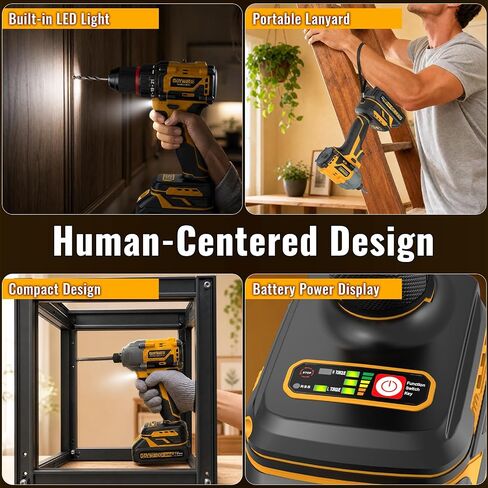Power Tool Combo Kits - 21V Brushless 3/8" Cordless Drill and 1/4" Impact Driver Combo Set with 2 x 2.0Ah Batteries & Charger & Sockets Sets & Driver Bits & Drill Bits for Home Projects & DIY in Kuwait