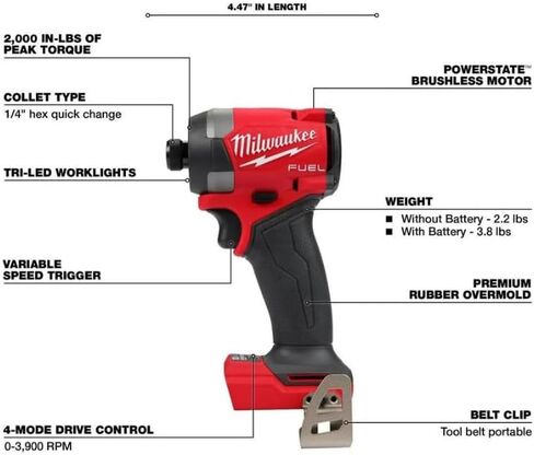 Milwaukee M18 FUEL 18-Volt Lithium-Ion Brushless Cordless Combo Kit with Two 5.0 Ah Batteries, 1 Charger, 2 Tool Bags (7-Tool) in Kuwait