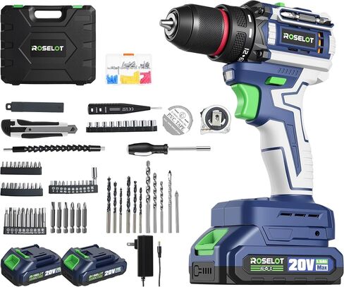 20V Brushless Cordless Drill Set, 531 In-lb Torque, 2x1.5Ah Batteries & Tool Box Included, Compact Power Drill Kit for Home Repair & DIY Projects in Kuwait