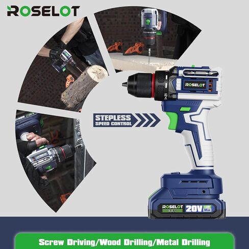 20V Brushless Cordless Drill Set, 531 In-lb Torque, 2x1.5Ah Batteries & Tool Box Included, Compact Power Drill Kit for Home Repair & DIY Projects in Kuwait