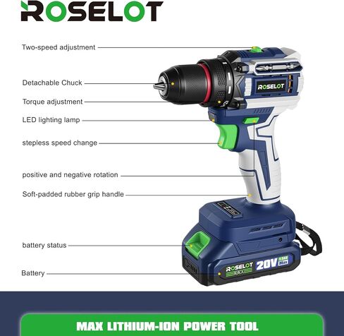 20V Brushless Cordless Drill Set, 531 In-lb Torque, 2x1.5Ah Batteries & Tool Box Included, Compact Power Drill Kit for Home Repair & DIY Projects in Kuwait