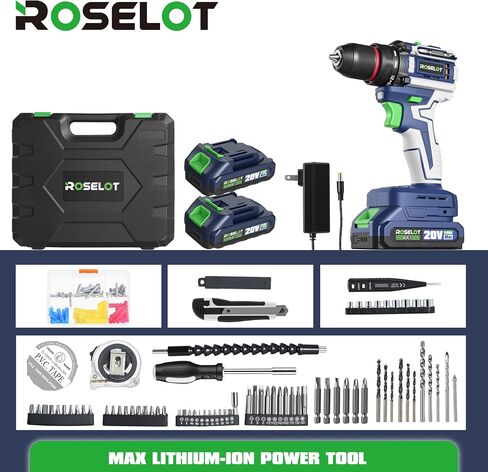 20V Brushless Cordless Drill Set, 531 In-lb Torque, 2x1.5Ah Batteries & Tool Box Included, Compact Power Drill Kit for Home Repair & DIY Projects in Kuwait