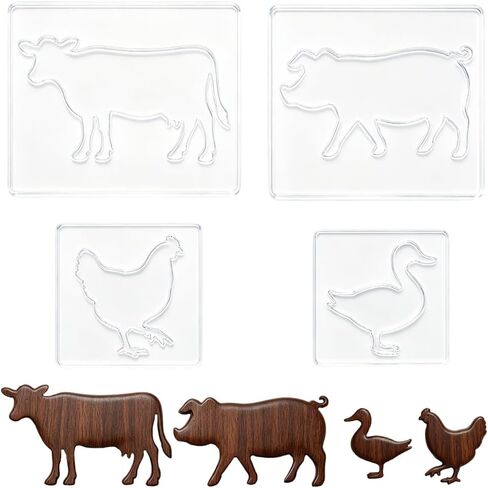 4Pcs Farm Animal Silhouette Acrylic Router Template for Woodworking, 5mm Thick Inlay Template Tracing Stencil Guide Tool for Project DIY Wood Craft in Kuwait